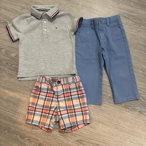Janie & Jack Plaid Shorts Sz.2  Vineyard Vines Chino Pants 2 & Tommy H Polo 2-3